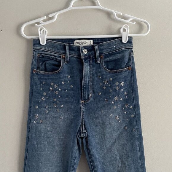 Abercrombie & Fitch Womn 0/25 Star Embroidered Super Skinny Ankle High Rise Jean - Picture 3 of 10